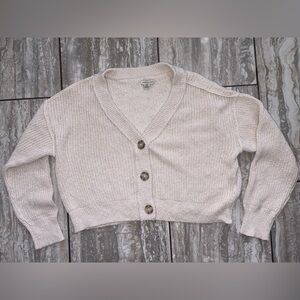 American Eagle Outfitters Off-White Knit Cotton Blend Sweater MEDIUM Cropped EUC